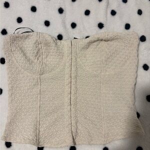 Cream Textured Bustier Top